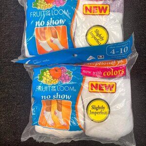 Fruit of the Loom Womens No Show Size 4-10 White (2 Packs = 12 Pairs)